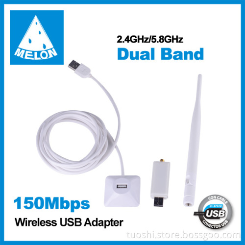 2.4GHz/5.8GHz dual band 6dBi portable wireless usb adapter & Wifi signal receiver